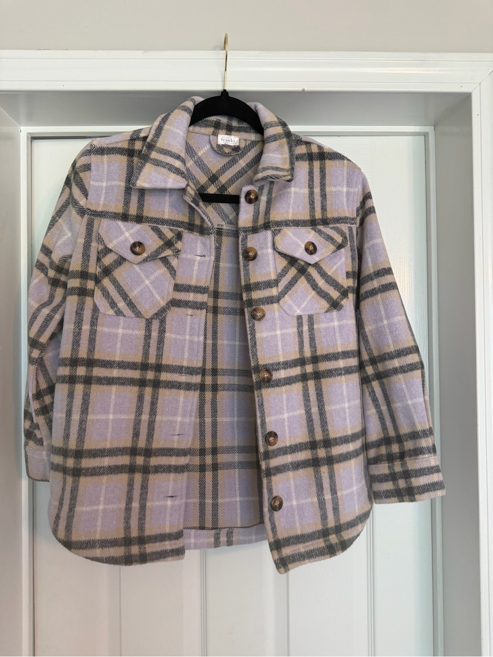 Franki Lilac Plaid Kids Shacket Jacket